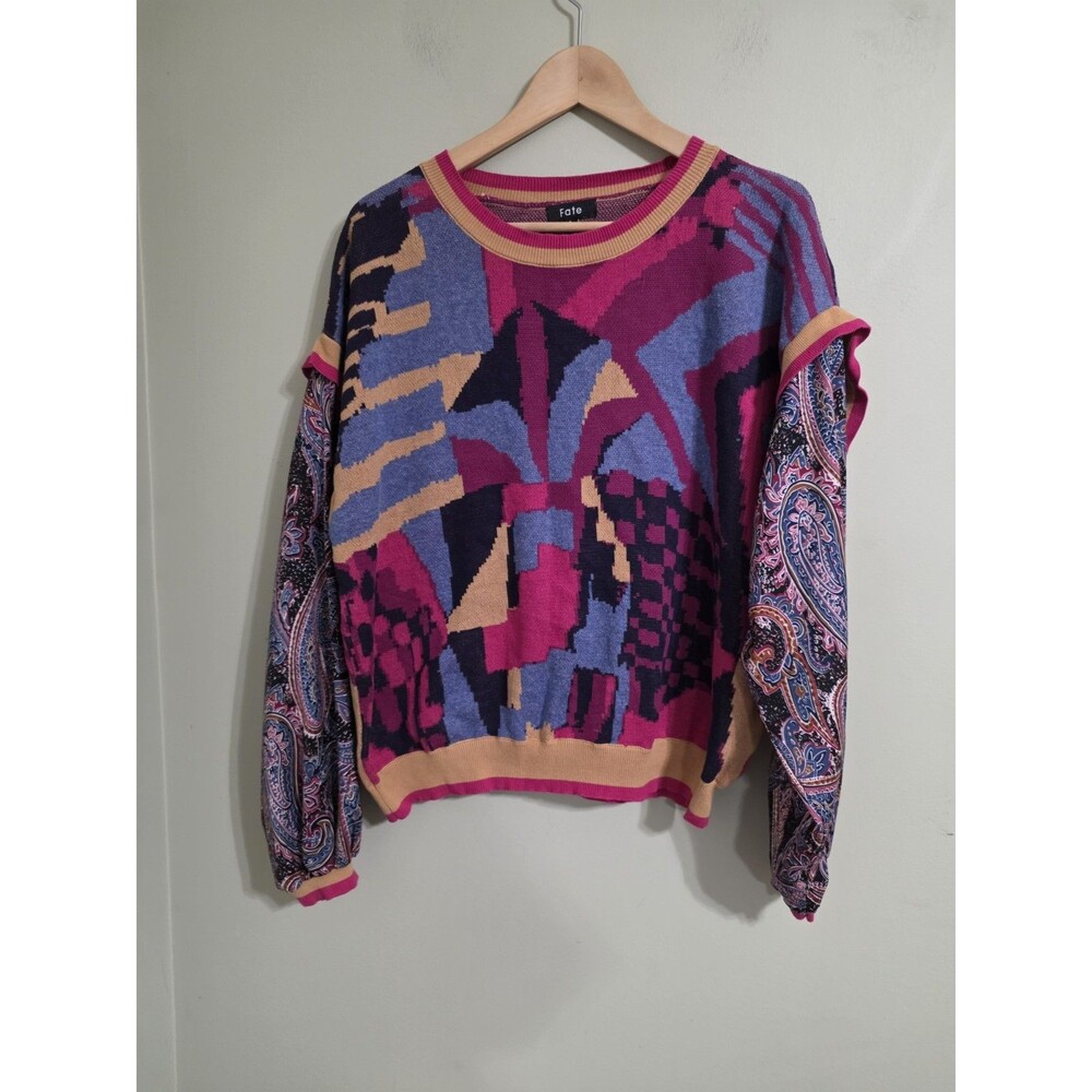 Womens FATE Shirt Sweater Anthropologie Size L Pink Orange Floral Stylish